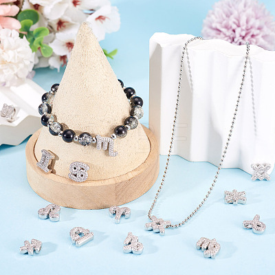 12Pcs 12 Styles Twelve Constellations Brass Micro Pave Clear Cubic Zirconia Pendants KK-TA0008-96P-1