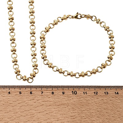 304 Stainless Steel Link Chain Bracelet & Necklace Jewelry Sets SJEW-L199-12G-1