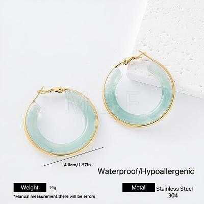 304 Stainless Steel Resin Hoop Earrings for Women KT0951-1-1