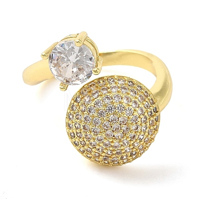 Brass Micro Pave Cubic Zirconia Cuff Rings RJEW-P102-10G-1