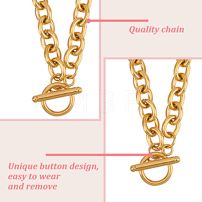 ANATTASOUL 2Pcs 2 Colors Alloy Cable Chain Necklace for Men Women NJEW-AN0001-19-1