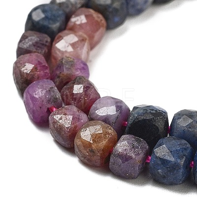 Natural Red Corundum/Ruby and Sapphire Beads Strands G-H042-A51-03-1