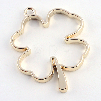 Rack Plating Alloy Irish Clover Open Back Bezel Pendants PALLOY-S047-06E-FF-1