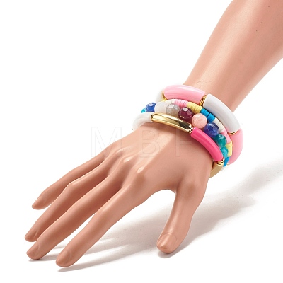 Handmade Polymer Clay Heishi Beads Stretch Bracelets Set BJEW-JB07445-1