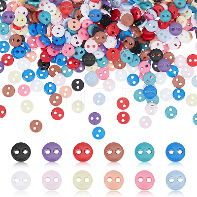 600Pcs 12 Colors Nylon Tiny Button BUTT-FG0001-20-1