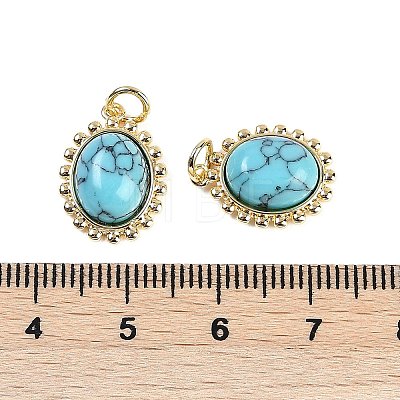 Synthetic Turquoise Oval Pendants KK-U043-46G-A-1