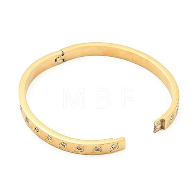 Ion Plating(IP) 304 Stainless Steel Bangle with Rhinestone BJEW-Q768-01G-1