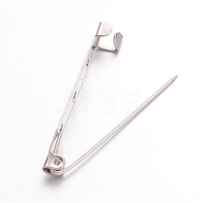 Platinum Plated Iron Brooch Findings X-IFIN-S526-40mm-1
