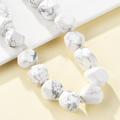 Natural Howlite Nuggets Beaded Necklaces for Women Men NJEW-K388-01N-1