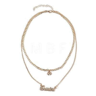 Alloy Double Layered Necklaces NJEW-B0002-07G-1
