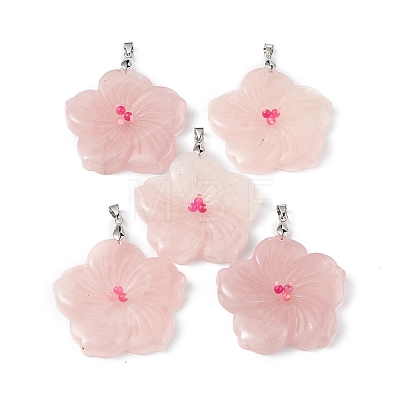 Natural Rose Quartz Big Pendants G-B040-01P-11-1