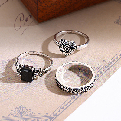 Retro Alloy & Rhinestone Finger Rings Set FS-WG9572E-01-1