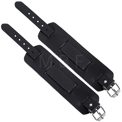 Vintage Punk Rock Style Wide Leather Cord Wristband Bracelets for Unisex BJEW-WH20007-07A-1