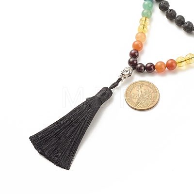 7 Chakra Buddhist Necklace NJEW-JN03895-01-1