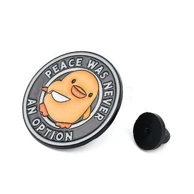 Flat Round with Duck & Word Peace Was Never An Option Enamel Pins JEWB-Q014-05A-1