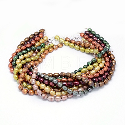 Dyed Natural Cultured Freshwater Pearl Beads Strands PEAR-L021-08-01-1