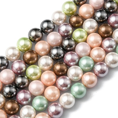 Shell Pearl Colorful Beads Strands BSHE-S605-8mm-M-1