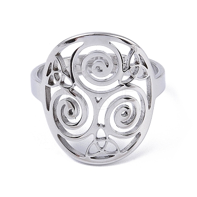 Non-Tarnish 304 Stainless Steel Triskele Triskelion Adjustable Rings RJEW-C074-07P-1