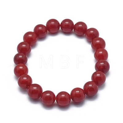 Natural Jade Bead Stretch Bracelets BJEW-K212-B-036-1