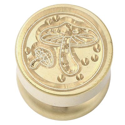 Golden Tone Round Wax Seal Brass Stamp Heads AJEW-M040-01G-E-1