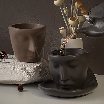 Abstract Art Human Face Cup & Cup Mat Silicone Statue Mold DIY-E072-03-1