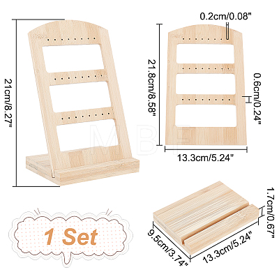 24-Hole 3-Row Wood Earring Display Stands EDIS-WH0016-006-1