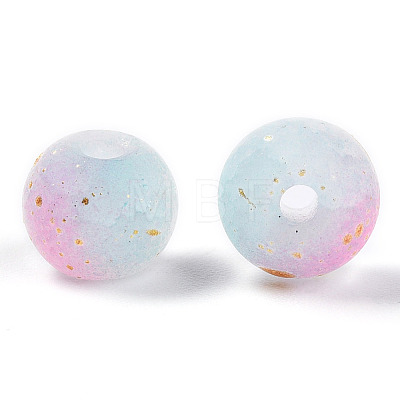 Frosted Baking Paint Crackle Glass Beads with Glitter Powder LS-DGLA-T004-6mm-01L-1