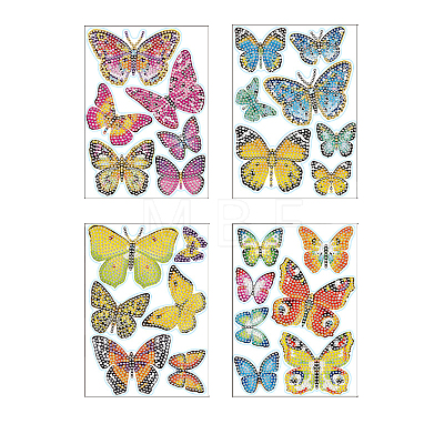 4 Sheets Insect DIY Diamond Painting Sticker Kits DIAM-PW0010-10-1