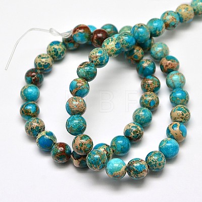 Natural Imperial Jasper Round Bead Strands X-G-I103-6mm-03-1