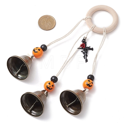 Halloween Theme Iron Bell Pendant Decoration HJEW-JM02476-1