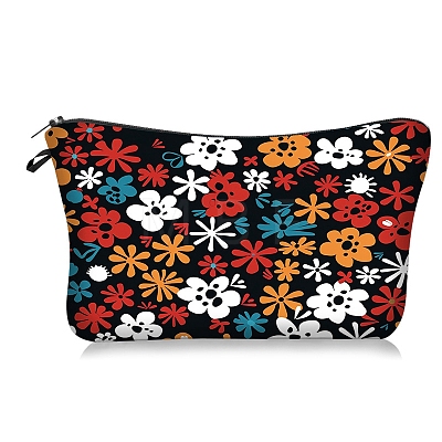 Flower Print Polyester Cosmetic Zipper Pouches PW-WG6318E-03-1