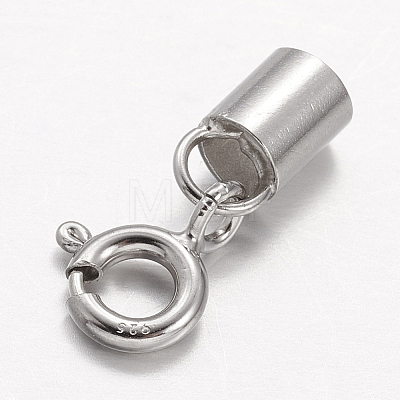 Rhodium Plated 925 Sterling Silver Spring Ring Clasps STER-P005-11-1