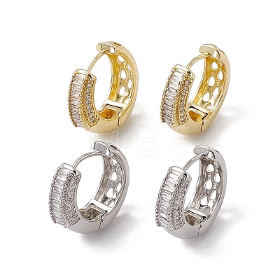 Rack Plating Brass Clear Cubic Zirconia Hoop Earrings for Women EJEW-M213-36-1