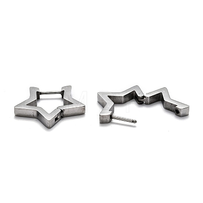 304 Stainless Steel Star Huggie Hoop Earrings STAS-J033-05P-1