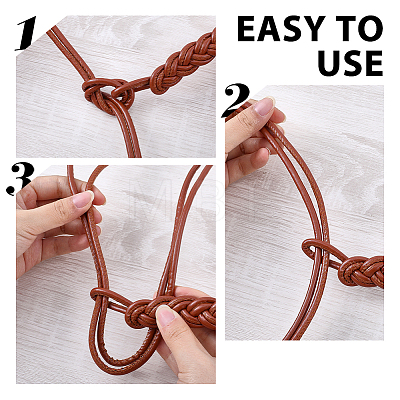 3Pcs 3 Colors PU Leather Rope Knot Tie Waist Belly Belts for Women AJEW-CL0003-71C-1