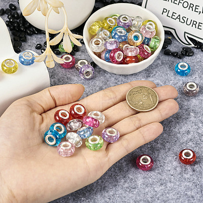 66Pcs 11 Colors Rondelle Resin European Beads RPDL-TA0001-03-1