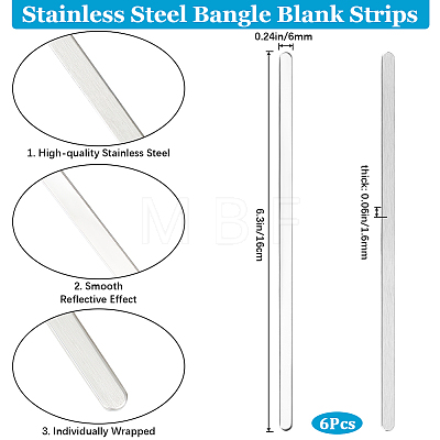 304 Stainless Steel Bangle Blank Strips MAK-WH0016-02A-P-1
