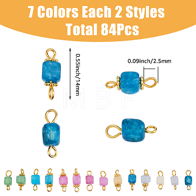 84Pcs 14 Style Dyed & Heated Natural Quartz Connector Charms PALLOY-AB00246-1