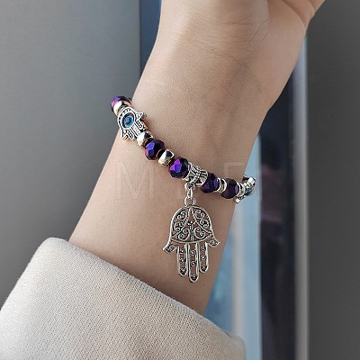 Alloy Turkiye Hamsa Hand Pendant Bracelets XI4763-4-1