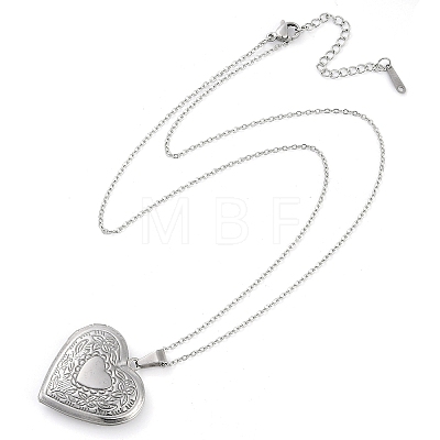 Anti-Tarnish 304 Stainless Steel Heart Locket Pendant Cable Chain Necklaces for Women NJEW-M050-04F-P-1