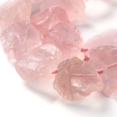 Rough Raw Natural Rose Quartz Beads Strands G-G010-03-1