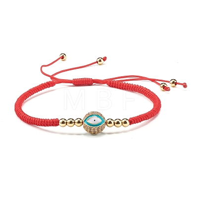 Round with Evil Eye Braided Bead Bracelet for Girl Women BJEW-JB06974-1