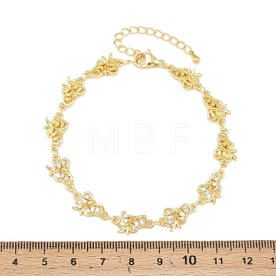 Brass Micro Pave Clear Cubic Zirconia Link Chain Bracelets for Women BJEW-A090-10E-G-1