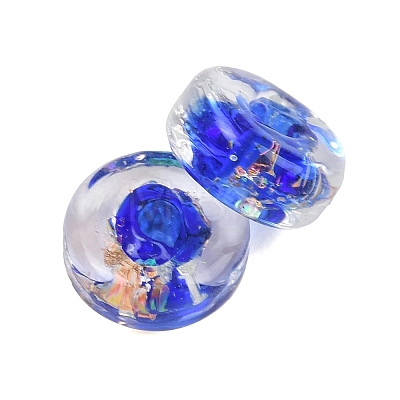 Luminous Handmade Foil Glass Beads LAMP-P020-01A-08-1