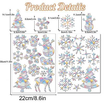 2Pcs Christmas Theme Rainbow Prism Electrostatic Window Stickers PW-WG69DB6-01-1