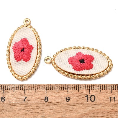 304 Stainless Steel & Cloth Embroidered Pendants FB-CBAFBAF-11G-01-1