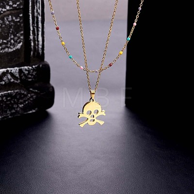 304 Stainless Steel Skeleton Pendant Necklaces JN1059A-1