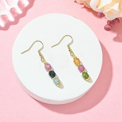 Natural Tourmaline Dangle Earrings EJEW-JE07308-01-1