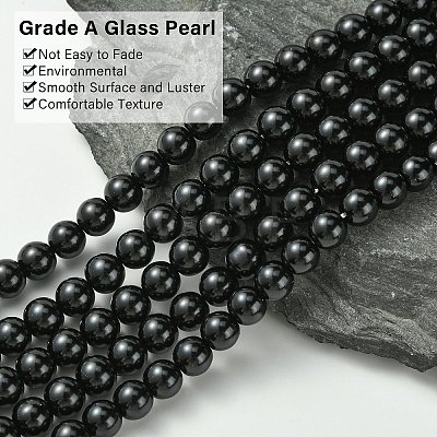 Eco-Friendly Glass Pearl Bead Strands X-HY-A008-8mm-RB080-1