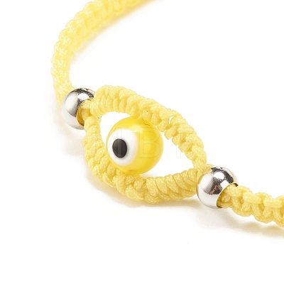 Lampwork Evil Eye Braided Bead Bracelet BJEW-JB07857-02-1